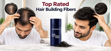 Man checking thinning hair on his crown in a bathroom mirror