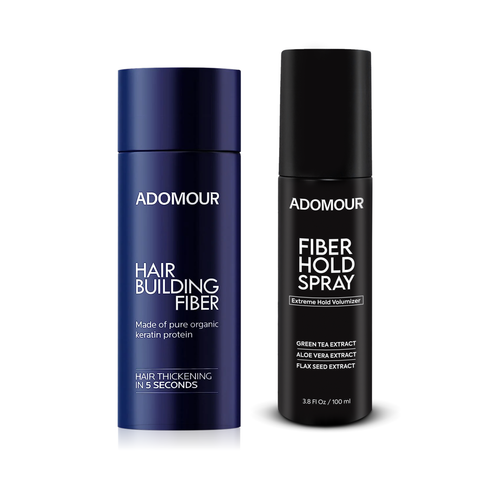 Adomour Hair Building Fiber 27.5g with FREE Fiber Hold Spray | Instant Hair Thickening Solution