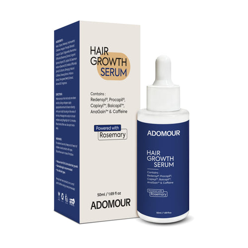 Adomour Hair Growth Serum 50ml for Hair Fall & Regrowth + Free Derma Roller