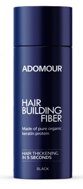 Hair Building Fiber Black by Adomour with keratin hair fibers for thinning hair, hair loss concealer and bald concealer for natural thicker hair look
