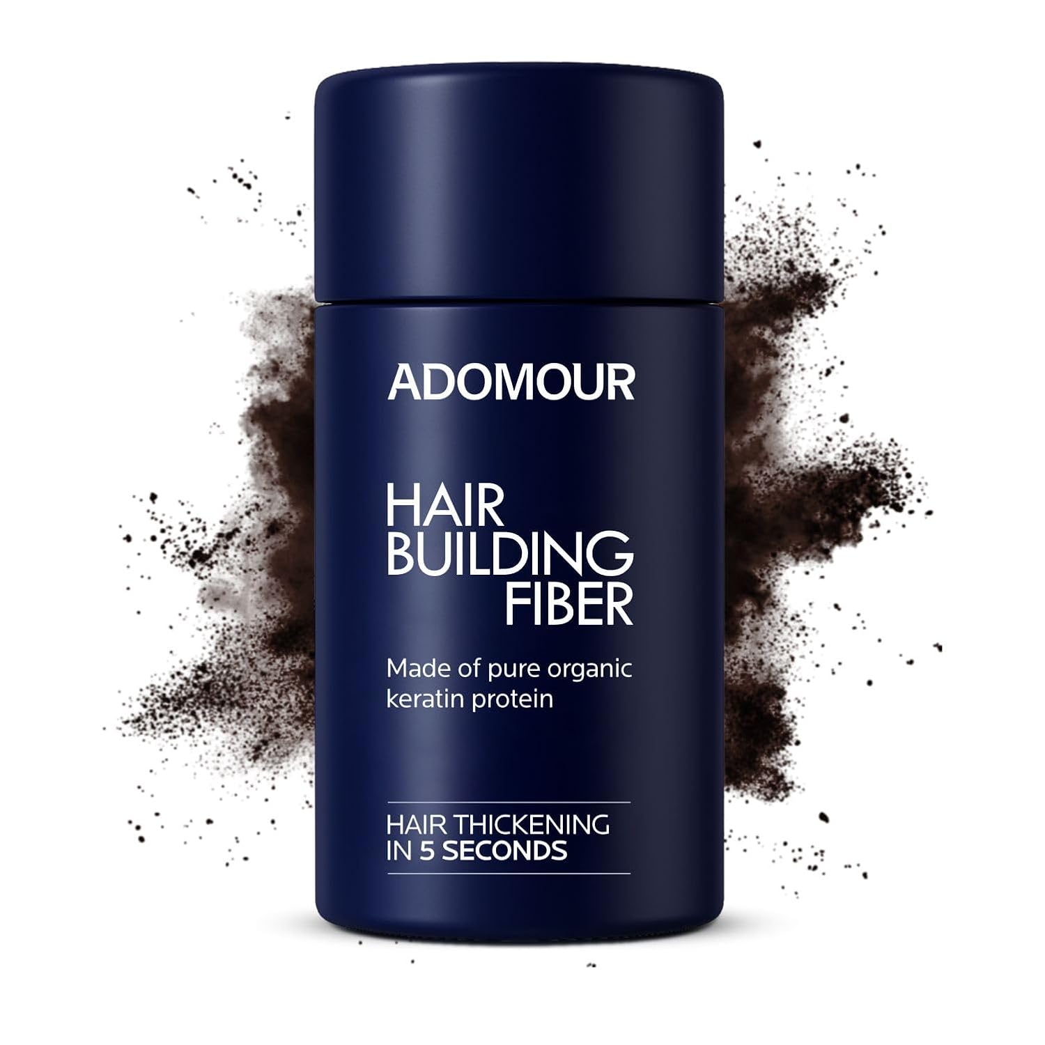 Dark Brown hair fibers powder effect showing hair building fiber coverage for thinning hair and hair loss concealer performance