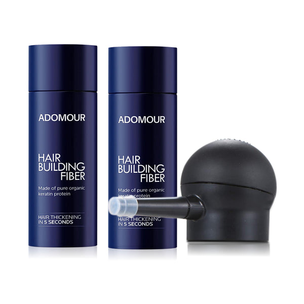Adomour Hair Building Fiber Pack of 2 with free applicator for fuller thicker hair